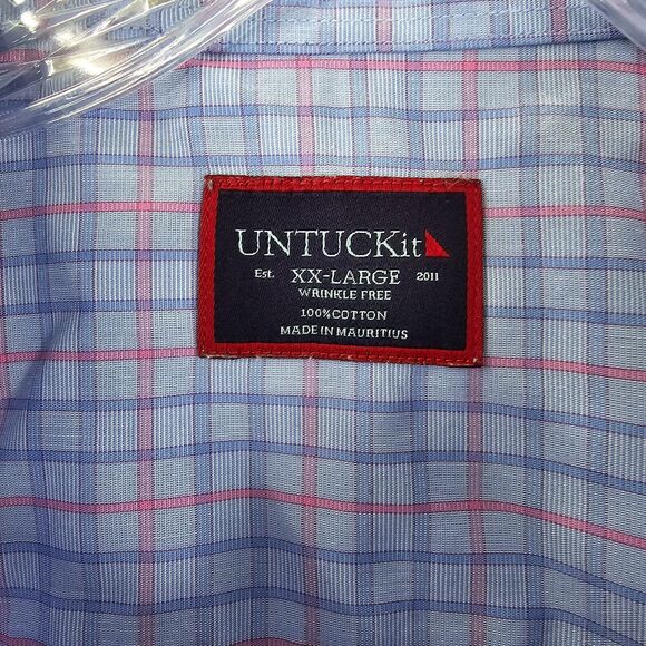 UNTUCKit Wrinkle Free Men's Long Sleeve Button-Down Pocket Shirt Blue 2XL - Picture 3 of 14